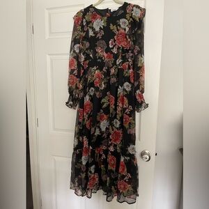 Black and Red Floral Maxi Dress